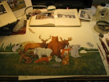 The painting in progress.